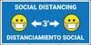 Social Distancing 3ft Bilingual Spanish Blue with Facemask Emojis - Banner