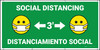 Social Distancing 3ft Bilingual Green with Facemask Emojis - Banner Social Distancing 3ft Bilingual Green with Facemask Emojis - Banner