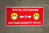 Social Distancing 3ft Bilingual Spanish Red with Facemask Emojis - Banner Social Distancing 3ft Bilingual Spanish Red with Facemask Emojis - Banner