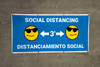 Social Distancing Sunglasses 3ft Bilingual Spanish Blue with Emojis - Banner