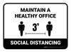 Social Distancing Maintain A Healthy Office 3ft White Rectangular - Floor Sign