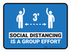 Social Distancing Is A Group Effort Blue 3ft Rectangular - Floor Sign