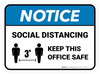 Notice: Social Distancing Keep This Office Safe 3ft Rectangular - Floor Sign