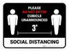 Social Distancing: Please Do Not Enter Cubicle Unannounced 3ft Black Rectangle - Floor Sign