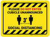 Social Distancing - Please Do Not Enter Cubicle Unannounced Rectangle 3ft Yellow Hazard - Floor Sign