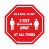 Please Stay 3 Feet Away At All Times With Icon Stop Circular - Floor Sign Please Stay 3 Feet Away At All Times With Icon Stop Circular - Floor Sign
