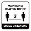Social Distancing Maintain A Healthy Office 3ft White Square - Floor Sign Social Distancing Maintain A Healthy Office 3ft White Square - Floor Sign