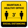Social Distancing Maintain A Healthy Office 3ft Yellow Square - Floor Sign Social Distancing Maintain A Healthy Office 3ft Yellow Square - Floor Sign