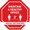 Stop: Social Distancing Maintain A Healthy Office 3ft Stop Sign - Floor Sign