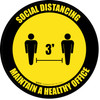 Social Distancing Maintain A Healthy Office 3ft Yellow Circular - Floor Sign