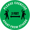 Please Exercise 3Ft Apart From Others With Icons Green - Circular - Floor Sign