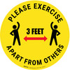 Please Exercise 3Ft Apart From Others With Icons Yellow - Circular - Floor Sign