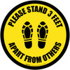 Please Stand 3 Feet Apart From Others Shoe Prints Black Border - Circular - Floor Sign