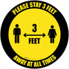 Please Stay 3 Feet Away At All Times With Icon Black Border - Circular - Floor Sign Please Stay 3 Feet Away At All Times With Icon Black Border - Circular - Floor Sign