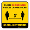 Social Distancing - Please Do Not Enter Cubicle Unannounced 3ft Yellow Square - Floor Sign Social Distancing - Please Do Not Enter Cubicle Unannounced 3ft Yellow Square - Floor Sign