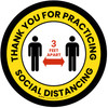 Thank You For Practicing Social Distancing 3 Feet Apart - Yellow/Black with Icon Circular - Floor Sign