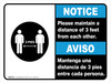 Notice: Please Maintain A Distance Of 3 Feet Bilingual with Icon ANSI Landscape - Wall Sign Notice: Please Maintain A Distance Of 3 Feet Bilingual with Icon ANSI Landscape - Wall Sign