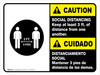 Caution: Social Distancing Keep 3ft Bilingual Spanish with Icon ANSI Landscape - Wall Sign Caution: Social Distancing Keep 3ft Bilingual Spanish with Icon ANSI Landscape - Wall Sign
