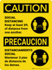 Caution: Social Distancing Keep 3ft Precaucion Bilingual Spanish with Icon Portrait - Wall Sign Caution: Social Distancing Keep 3ft Precaucion Bilingual Spanish with Icon Portrait - Wall Sign
