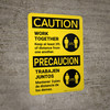 Caution: Work Together Keep 3ft Precaucion Bilingual Spanish with Icon Portrait - Wall Sign Caution: Work Together Keep 3ft Precaucion Bilingual Spanish with Icon Portrait - Wall Sign