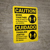 Caution: Work Together Keep 3ft Bilingual Spanish with Icon Portrait - Wall Sign Caution: Work Together Keep 3ft Bilingual Spanish with Icon Portrait - Wall Sign