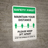 Safety First: Maintain Your Distance - Please Keep 3ft Apart Portrait - Wall Sign Safety First: Maintain Your Distance - Please Keep 3ft Apart Portrait - Wall Sign