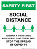 Safety First: Social Distance - Maintain a 3ft Distance! Portrait - Wall Sign