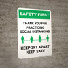 Safety First: Thank You For Social Distancing - Keep 3ft Apart Keep Safe Portrait - Wall Sign Safety First: Thank You For Social Distancing - Keep 3ft Apart Keep Safe Portrait - Wall Sign