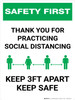 Safety First: Thank You For Social Distancing - Keep 3ft Apart Keep Safe Portrait - Wall Sign Safety First: Thank You For Social Distancing - Keep 3ft Apart Keep Safe Portrait - Wall Sign