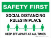 Safety First: Social Distancing Rules In Place 3ft Landscape - Wall Sign Safety First: Social Distancing Rules In Place 3ft Landscape - Wall Sign