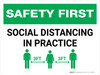 Safety First: Social Distancing in Practice 3ft Landscape - Wall Sign