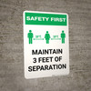 Safety First: Maintain 3 Feet of Separation with Icon Portrait - Wall Sign