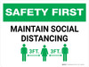 Safety First: Maintain Social Distancing with 3ft Icon Landscape - Wall Sign Safety First: Maintain Social Distancing with 3ft Icon Landscape - Wall Sign