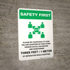 Safety First: Please Be Courteous Social Distancing with 3ft Icon Portrait - Wall Sign