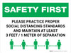 Safety First: Please Practice Proper Social Distancing Standards 3ft with Icon Landscape - Wall Sign Safety First: Please Practice Proper Social Distancing Standards 3ft with Icon Landscape - Wall Sign