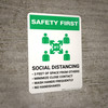 Safety First: Social Distancing 3ft of Space from Others with Icon Portrait - Wall Sign Safety First: Social Distancing 3ft of Space from Others with Icon Portrait - Wall Sign