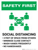 Safety First: Social Distancing 3ft of Space from Others with Icon Portrait - Wall Sign Safety First: Social Distancing 3ft of Space from Others with Icon Portrait - Wall Sign