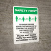 Safety First: Social Distancing Limited Customers Authorized with 3ft Icon Portrait - Wall Sign Safety First: Social Distancing Limited Customers Authorized with 3ft Icon Portrait - Wall Sign