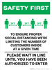 Safety First: Social Distancing Limited Customers Authorized with 3ft Icon Portrait - Wall Sign Safety First: Social Distancing Limited Customers Authorized with 3ft Icon Portrait - Wall Sign