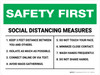 Safety First: Social Distancing Measures 3ft Distance Landscape - Wall Sign