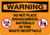 Hazard: Do Not Place Biohazardous Materials In Receptacle - Wall Sign