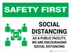 Safety First: Social Distancing as a Public Facility with 3ft Icon Landscape - Wall Sign