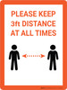 Please Keep 3Ft Distance At All Times - Wall Sign Please Keep 3Ft Distance At All Times - Wall Sign