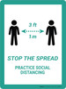 Stop The Spread Practice Social Distancings with 3ft Icon - Wall Sign