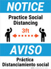 Notice: Practice Social Distancing 3ft Spanish Bilingual Portrait - Wall Sign Notice: Practice Social Distancing 3ft Spanish Bilingual Portrait - Wall Sign
