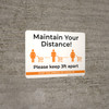 Maintain Your Distance Please Keep 3Ft Apart with Icons Landscape - Wall Sign