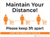 Maintain Your Distance Please Keep 3Ft Apart with Icons Landscape - Wall Sign