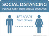 Social Distancing Please Keep Your Social Distance 3ft Apart Landscape - Wall Sign