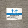 Social Distancing 1m One Customer At A Time with Icon Blue v2 Landscape - Wall Sign