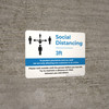 Social Distancing 3ft One Customer At A Time with Icon Blue v2 Landscape - Wall Sign Social Distancing 3ft One Customer At A Time with Icon Blue v2 Landscape - Wall Sign